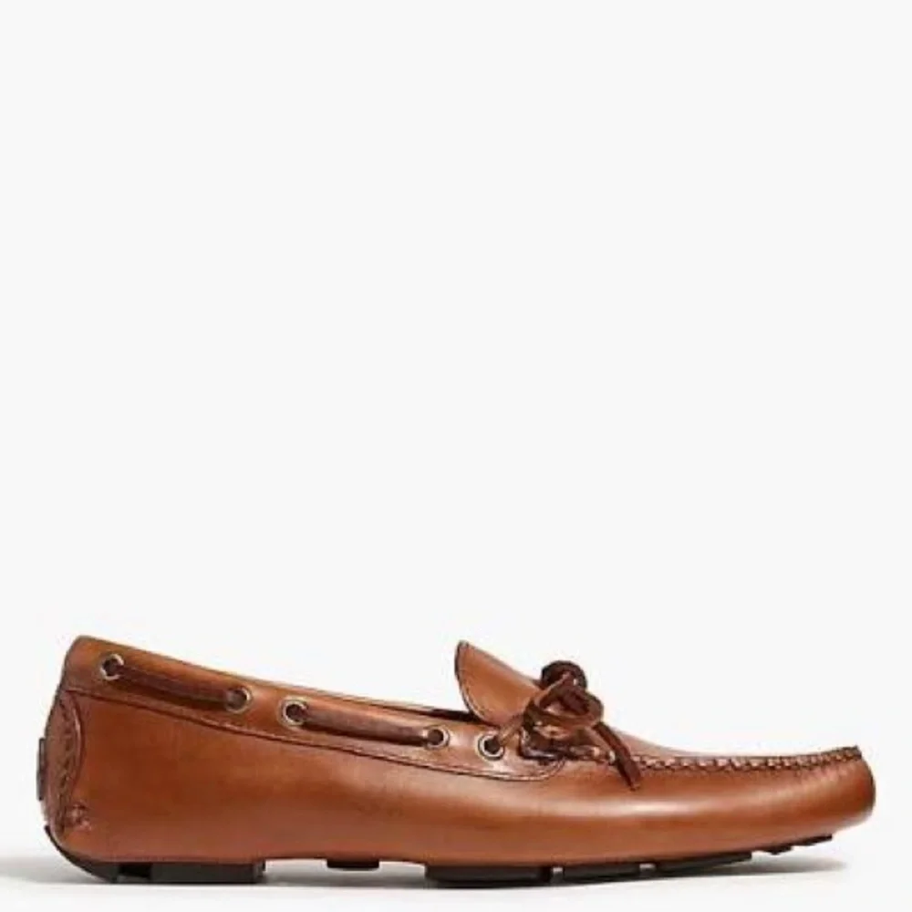 J. CREW Lace-Up Leather Driving Shoes in Brown‎ Size 8 M $178 New BW468